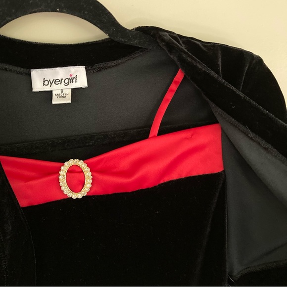 Special Occasion Red & Black velvet Dress sz 8 - Picture 4 of 9